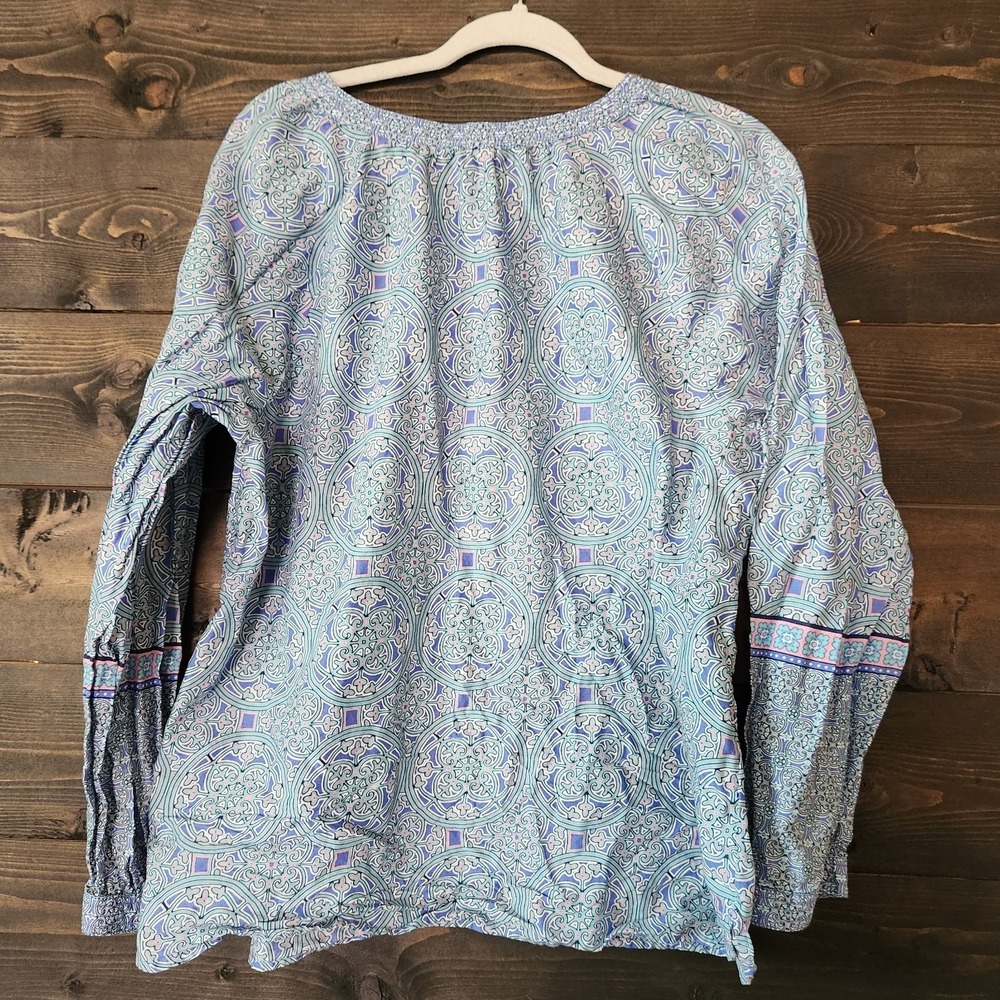 Talbots Women's Blouse Top Size XL Paisley Cotton Long Sleeve Boho - Picture 3 of 8